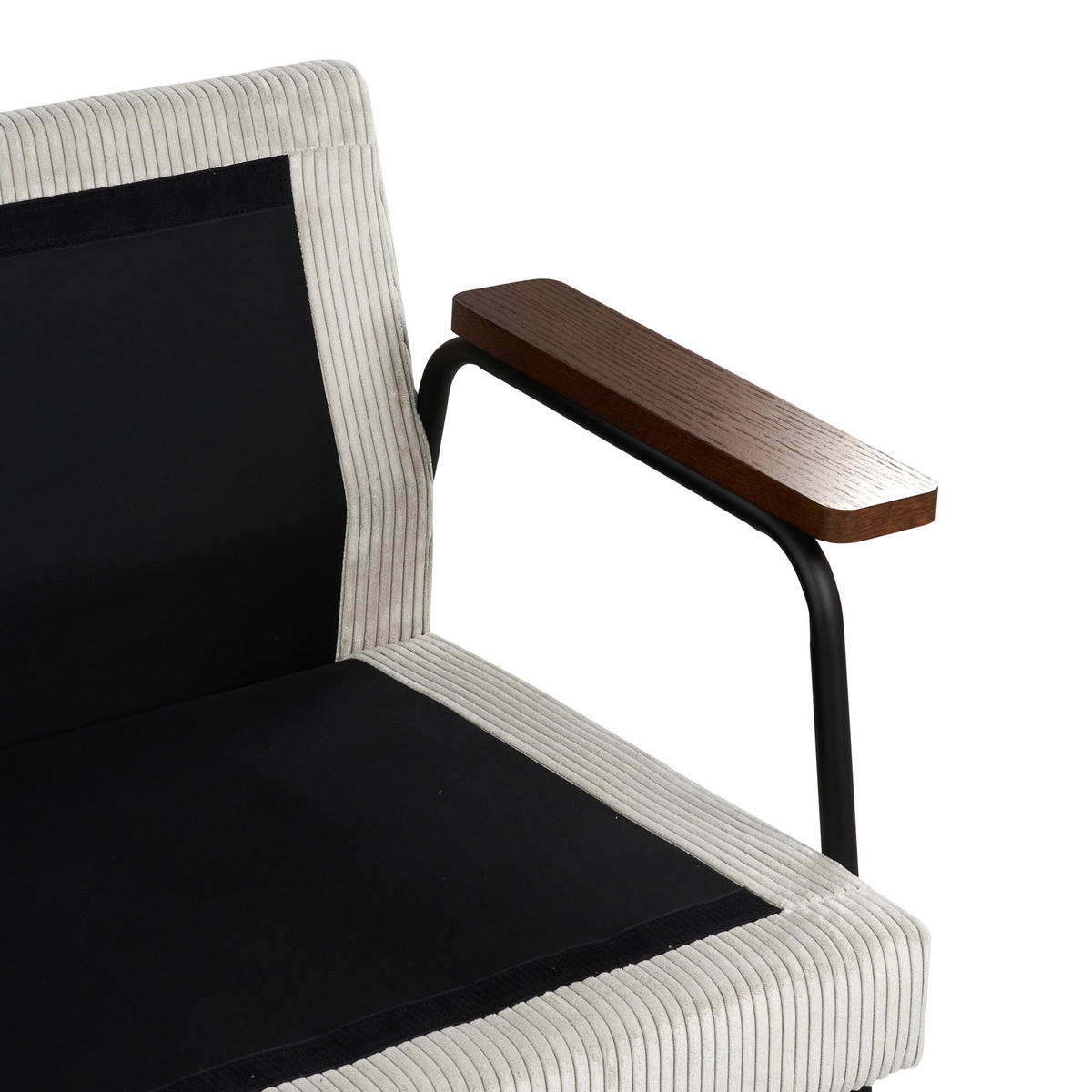 3-SITZER-SOFA Cord hellgrau Akranes - Dunkelbraun/Schwarz, Textil (181/89/80cm) - Beliani