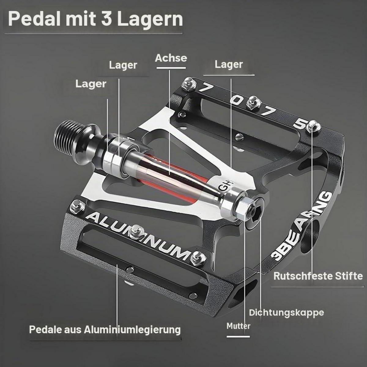 FAHRRADPEDALE Aluminium Schwarz 120 mm - Schwarz, Metall (10/1.7/12cm)