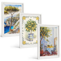 BILDER SET 3er Set - 40x60 cm Weißer Rahmen - Blick auf das Meer aus Zitronenbäumen - Weiß, Kunststoff (40/60cm) - TULUP