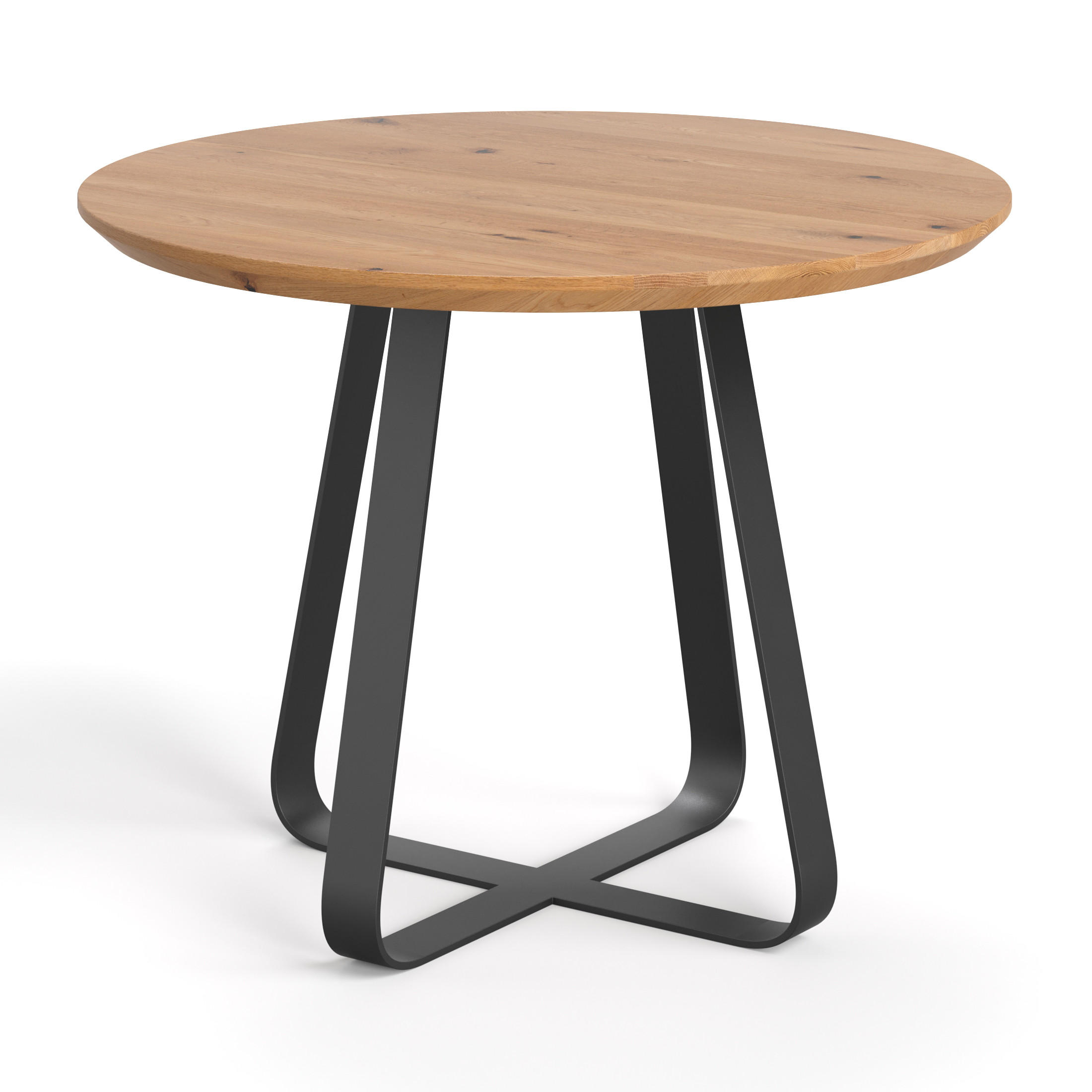 ESSTISCH Loop Runder aus massivem Eichenholz 110 cm - Eichefarben/Schwarz, Holz/Metall (110/110/75cm) - Danzz