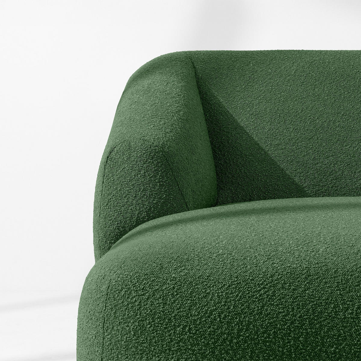 ECKSOFA LINKS VIRA, Grün, Bouclé - Schwarz/Grün, Holz/Holzwerkstoff (300/160cm) - KONSIMO®