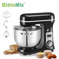 KÜCHEN-STANDMIXER – 1200 W DC, 6 Geschwindigkeiten, 6 L Edelstahlschüssel, mit Schneebesen und Knethaken - Schwarz, Metall (17/31/28cm) - Coonoor