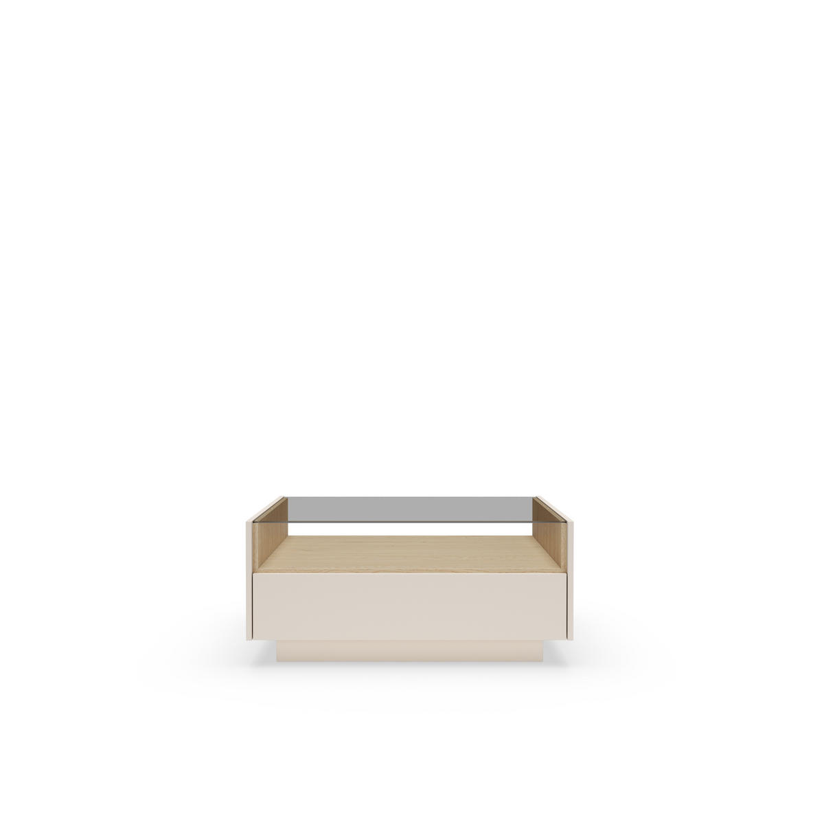 COUCHTISCH: beige + cremona Eiche, 96 x 43,4 x 67,2 cm - Beige, Holzwerkstoff (67.2/96/43.4cm) - 3XE LIVING