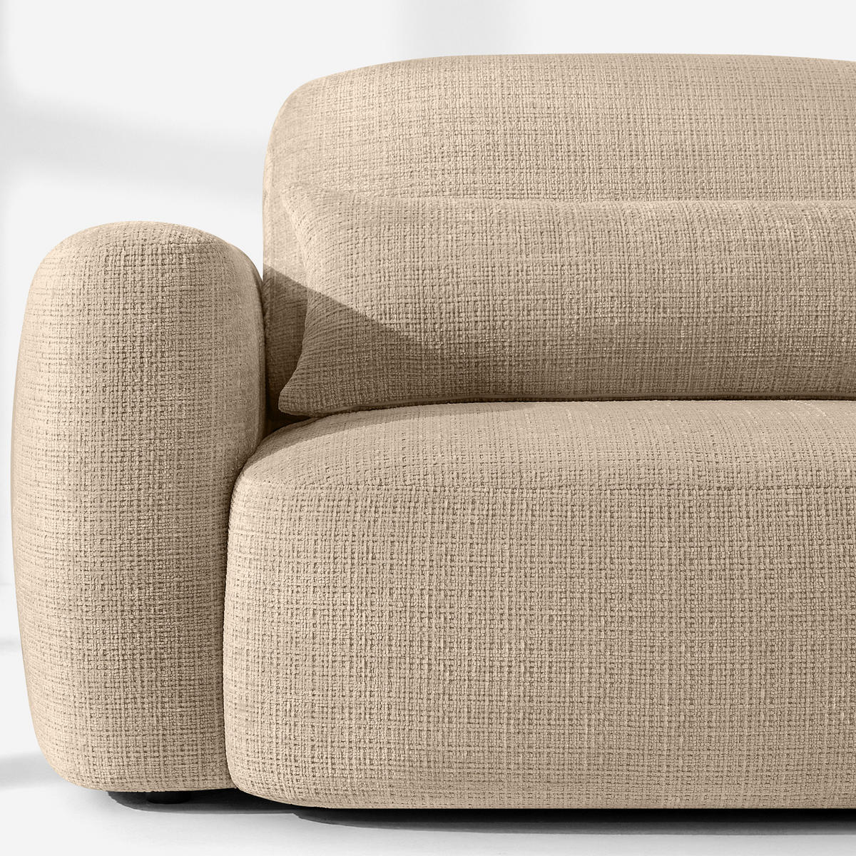 ECKSOFA rechts ELOSA - Beige, Holz/Textil (245/165cm) - KONSIMO®