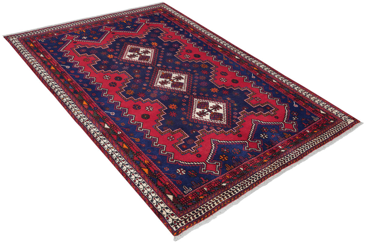 ORIENTTEPPICH handgeknüpft Afshar Blau 232/165 cm Schurwolle - Blau, Textil (165/232cm) - Looma