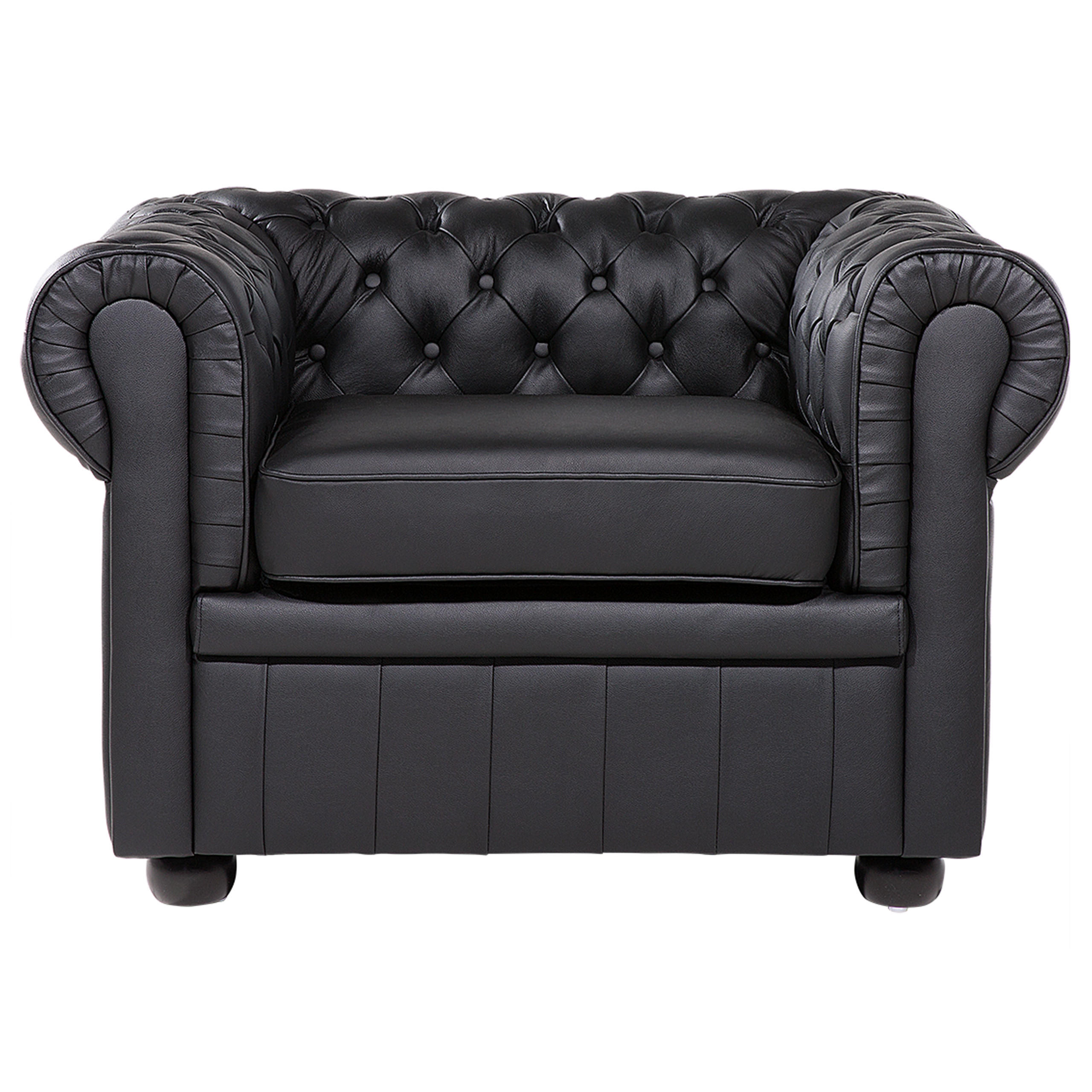 SESSEL Leder schwarz Chesterfield - Schwarz/Braun, Leder (108/70/77cm) - Beliani