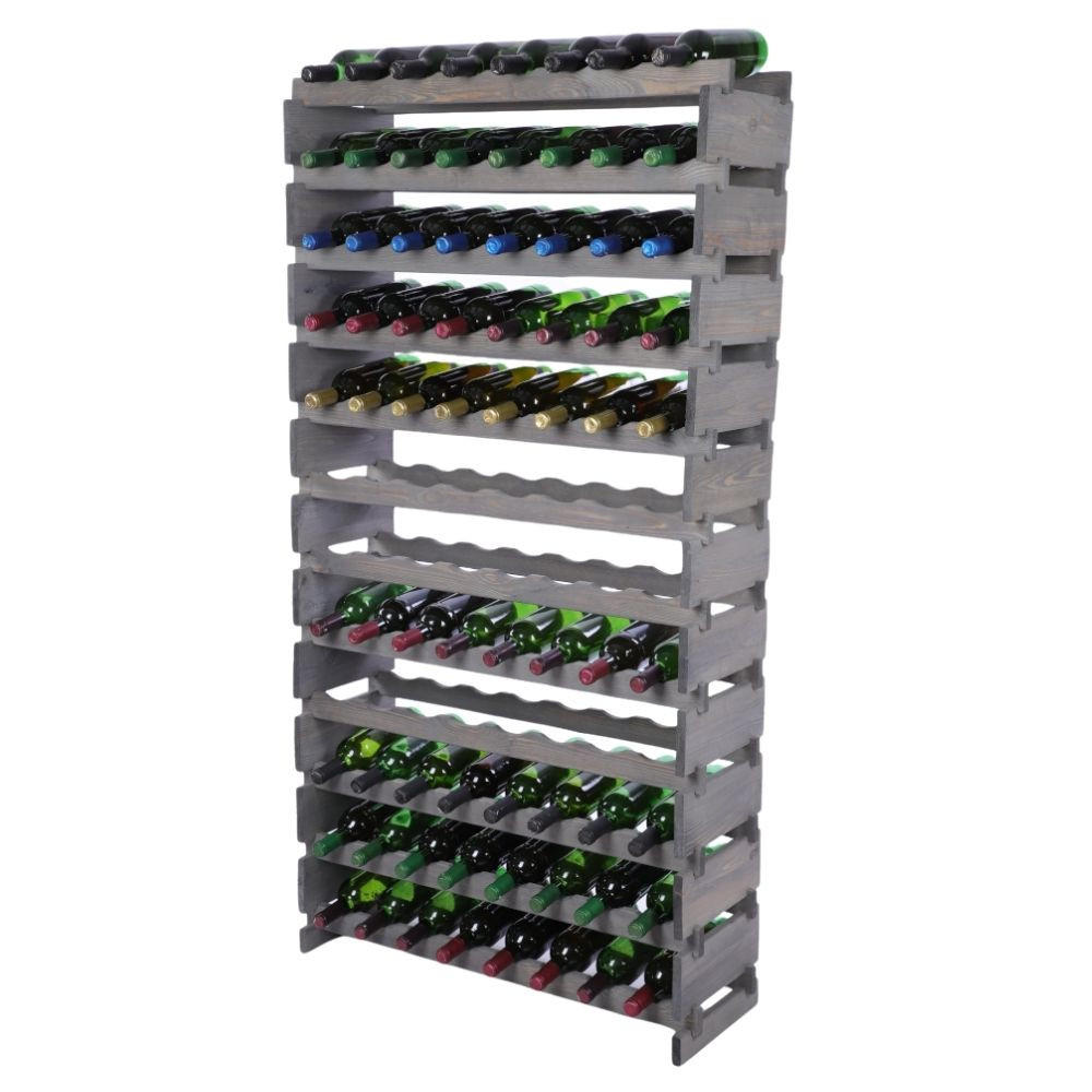 WEINREGAL VINOTECA FLEX PRO HxBxT 163x84x28cm 96 Flaschen auf 12 Ebenen Grau - Grau, Holz (84/163/28cm) - PROREGAL