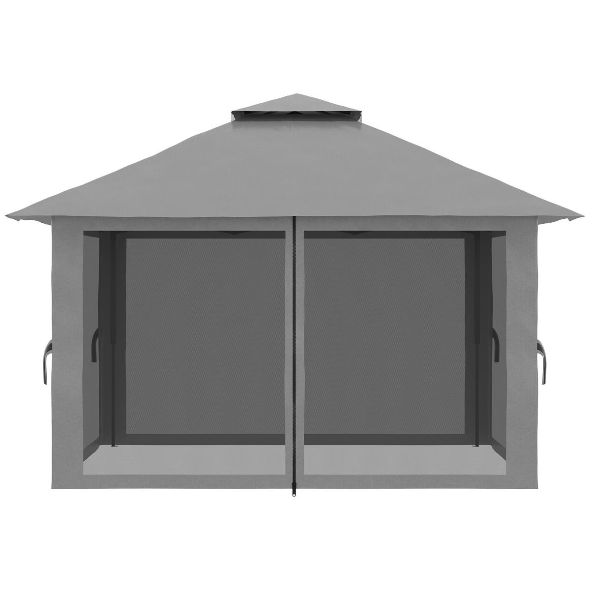 PAVILLONS aus Eisen 392x392x283 cm in Dunkelgrau mit UV50+ & höhenverstellbar - Dunkelgrau, Metall (392/283/392cm) - Modfu