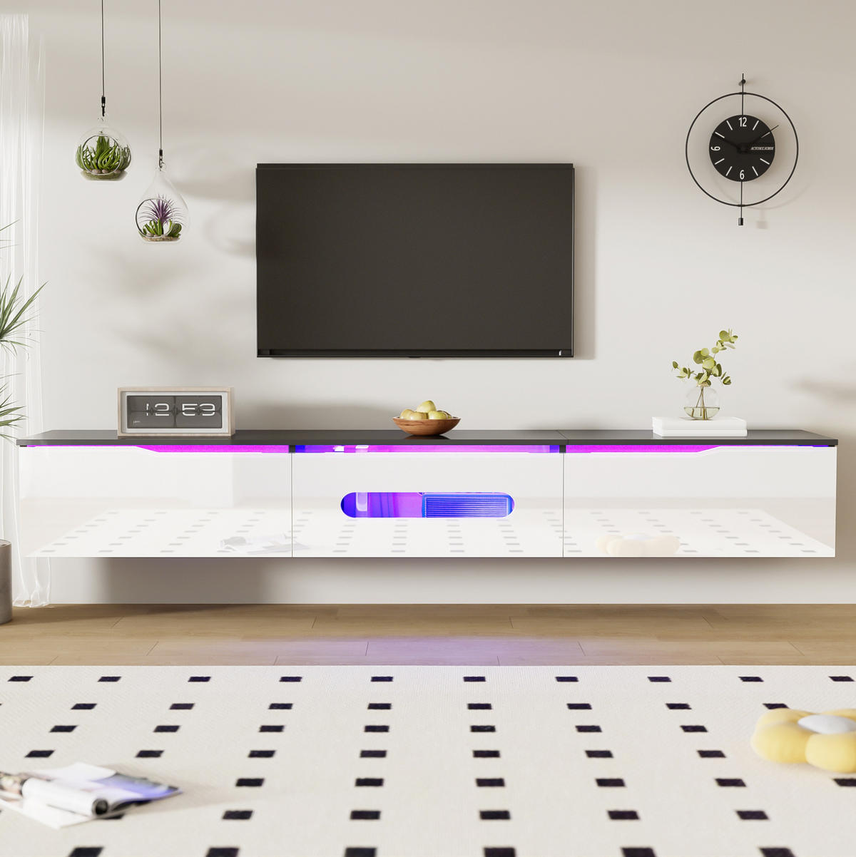 TV-ELEMENT mit LED 180 x 35 x 30 cm Schwarz-Weiß - Weiß, Holzwerkstoff (35/30/180cm) - Beauniv