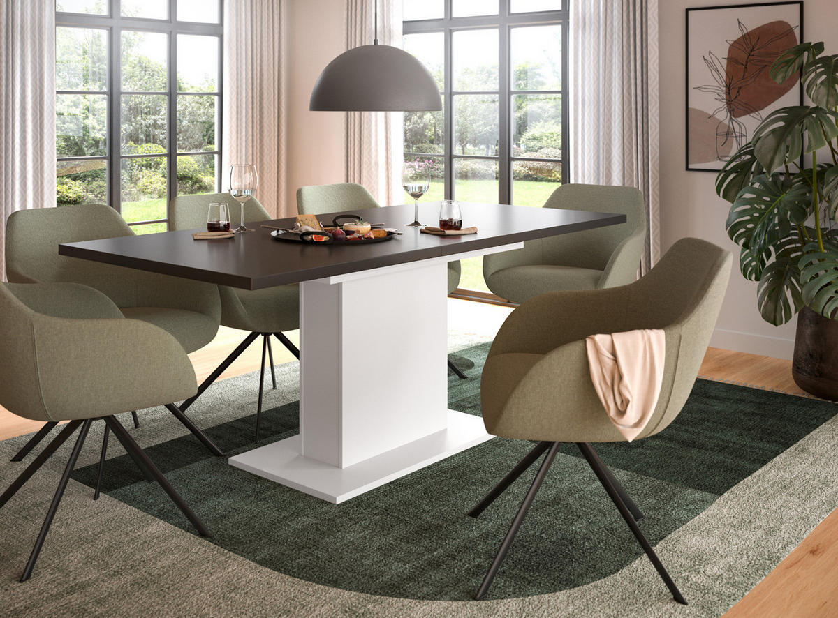 ESSTISCH weiß, grau, Küchentisch ausziehbar 150 - 190 cm - Weiß/Grau, Holzwerkstoff/Metall (150/90/76cm) - Inn.Furn