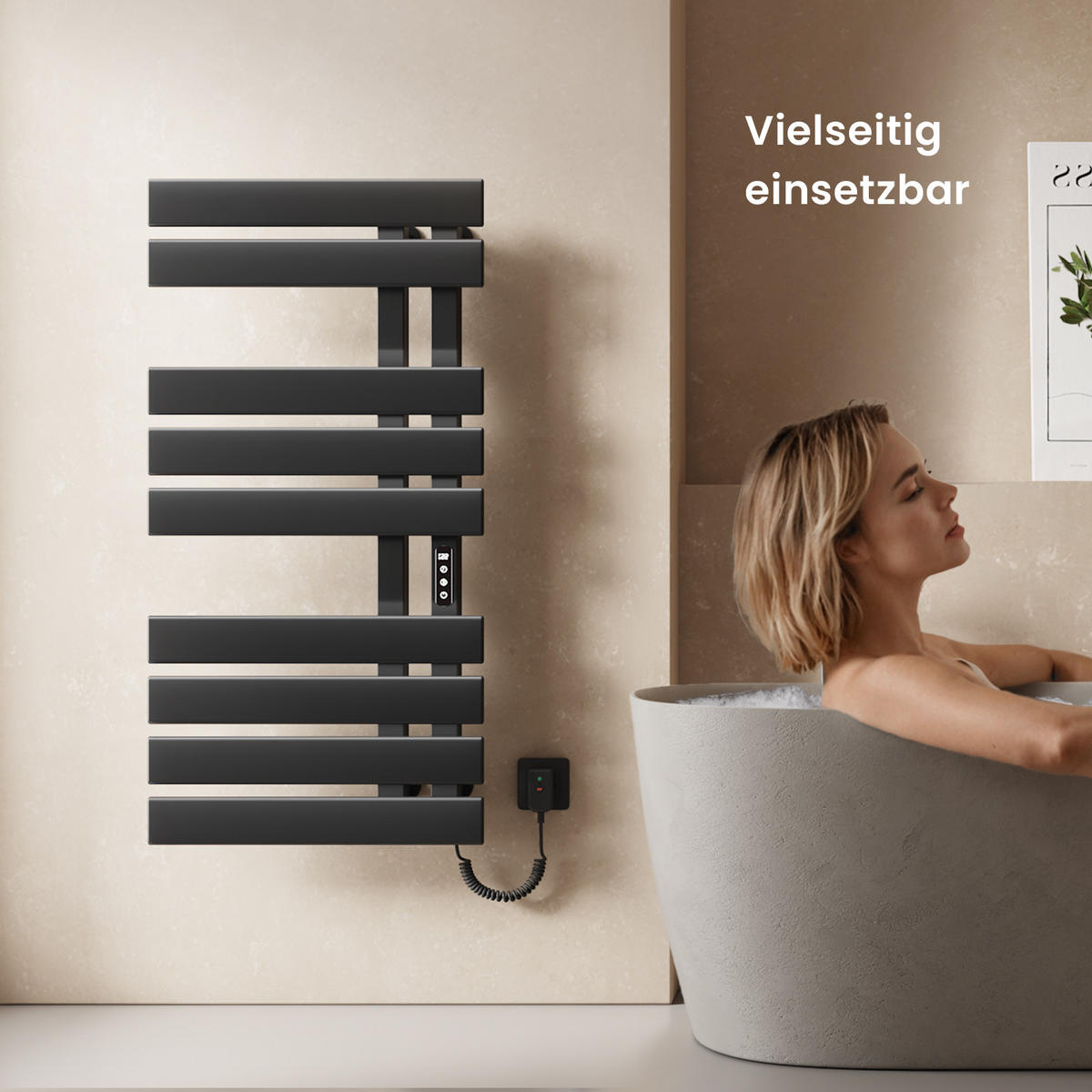 HEIZKÖRPER Elektrisch WLAN Thermostat Schwarz Rechtsanschluss 100/50 cm - Schwarz, Metall (50/100/11cm) - EMKE