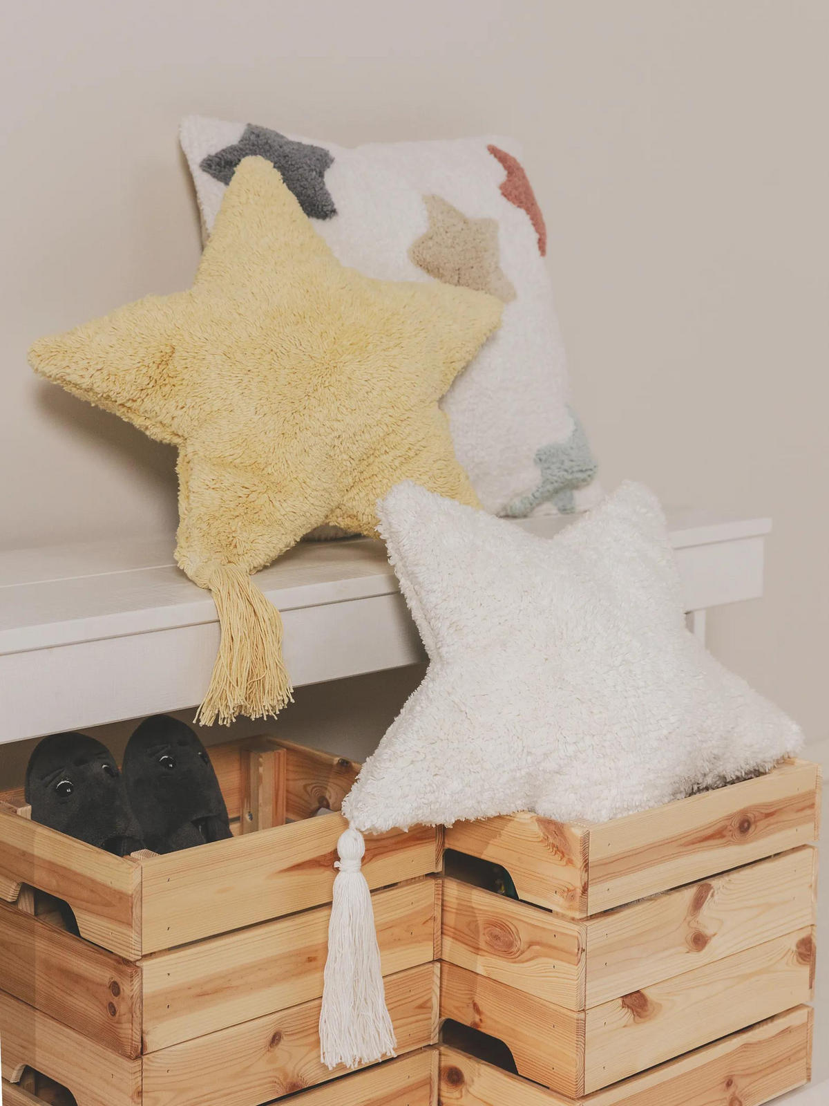 KISSEN Stars Cream 45x45 cm - Creme, Textil (45/45cm) - Lytte