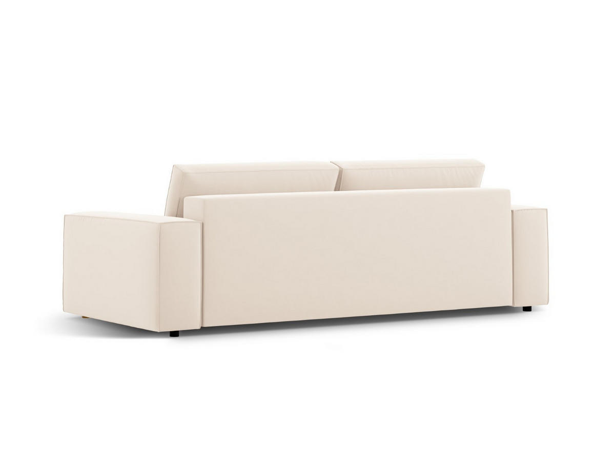 SOFA ausklappbar mit Bettkasten Jodie aus Samt leichtes beige 3 Sitzplätze - Creme, Textil (107/86/247cm) - Micadoni