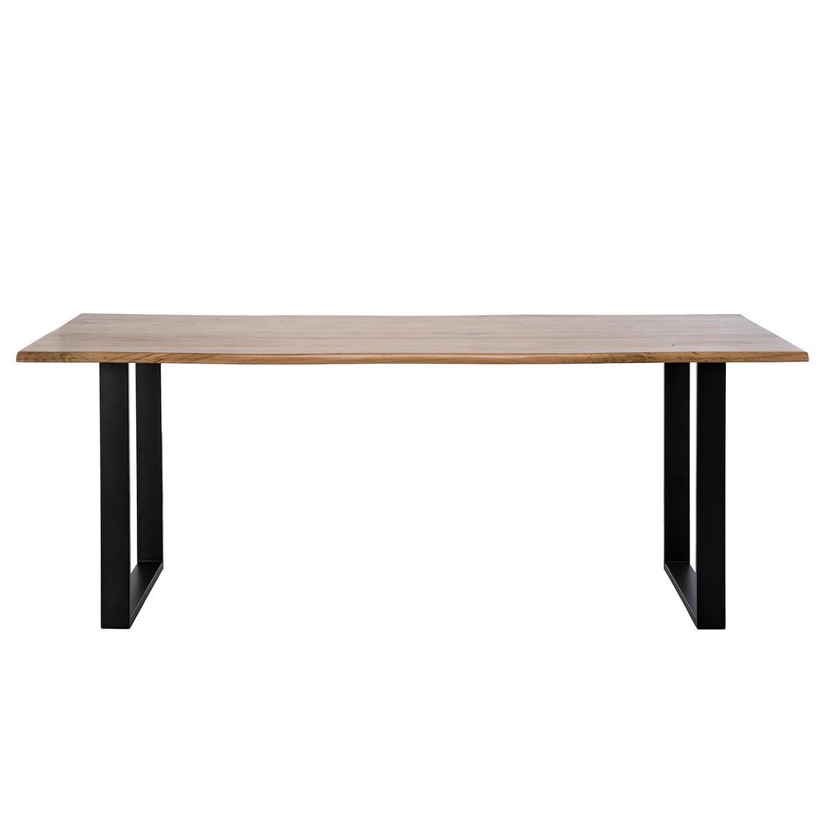 ESSTISCH mit Massivholzplatte - Metall / Massivholz - Akazie Braun / Schwarz - Schwarz/Braun, Holz/Metall (100/200/76cm) - home24