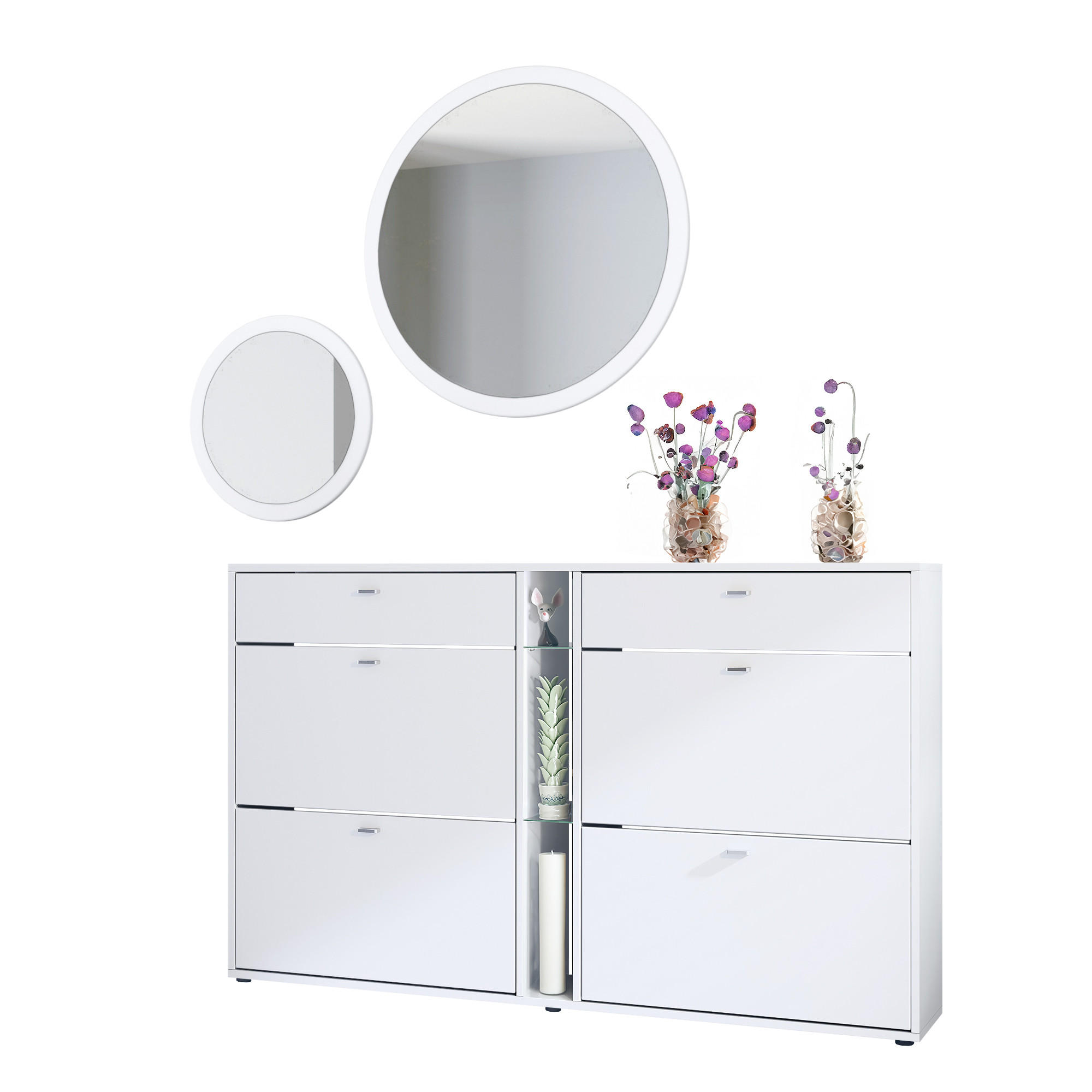 GARDEROBE Florence Weiß matt - Weiß, Holzwerkstoff (155.5/200/28cm) - Vladon