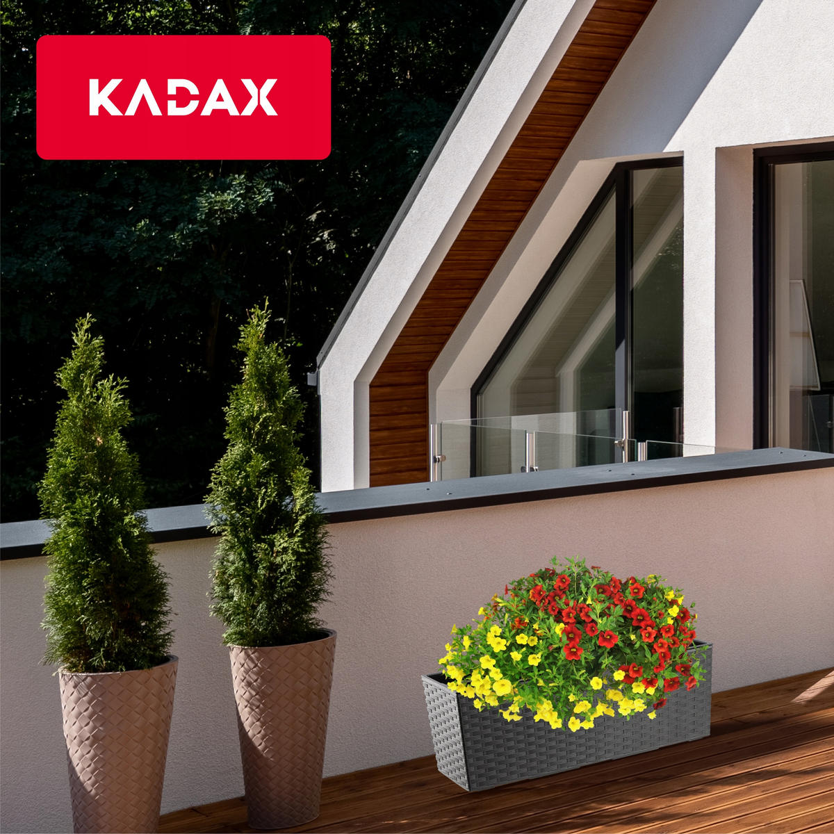 BLUMENKASTEN mit Einsatz 56 cm, Graphit - Graphitfarben, Kunststoff - KADAX