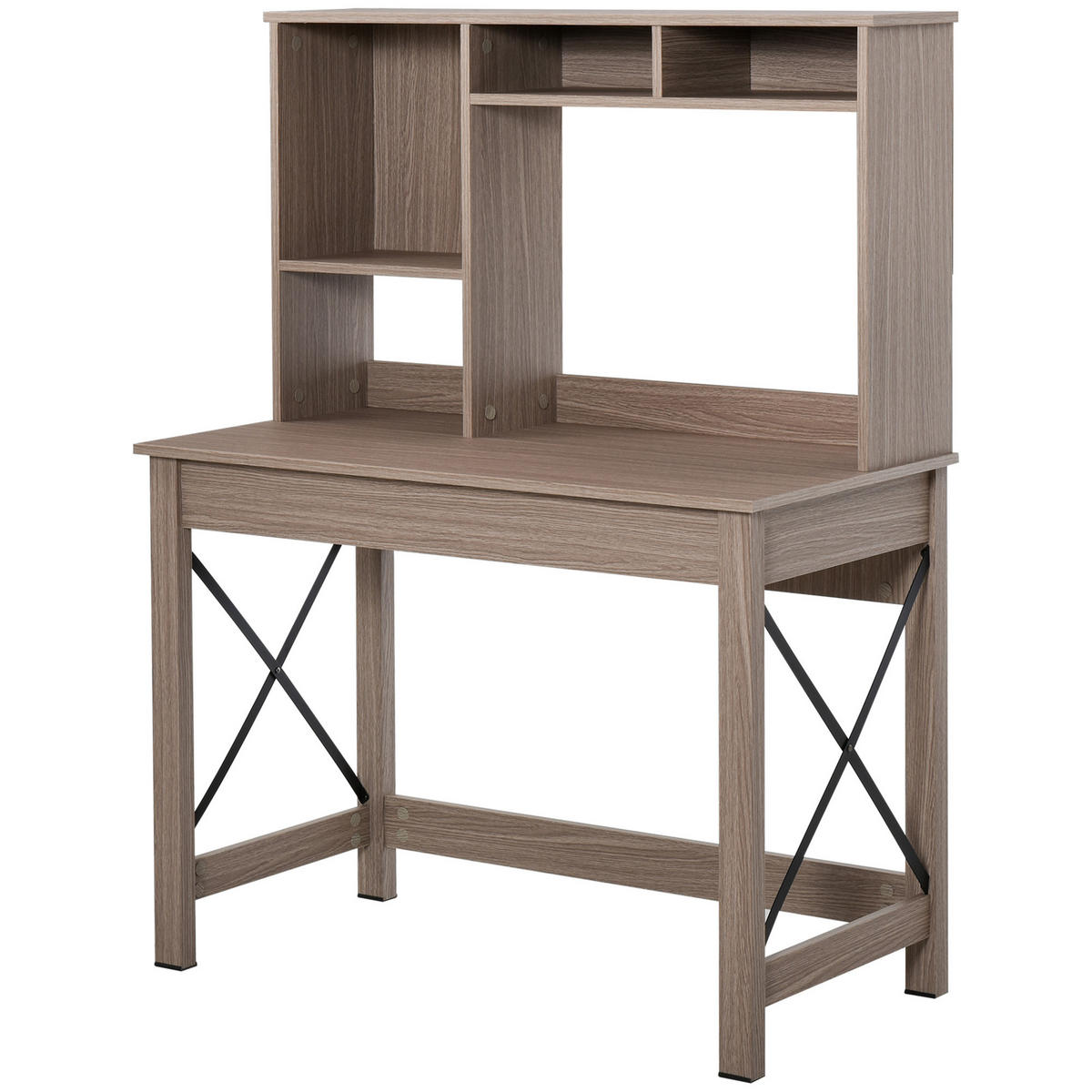 SCHREIBTISCH Hellbraun Holzoptik mit integriertem Regal 105/50/137,5 cm - Braun, Holzwerkstoff (50/105/137.5cm) - PANGIVO