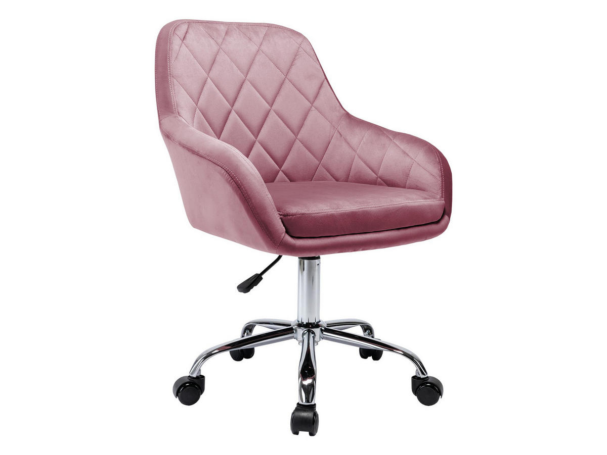 DREHSTUHL Muz 1018-1 - Silberfarben/Rosa, Textil/Metall (59/92/59cm) - MIRJAN24