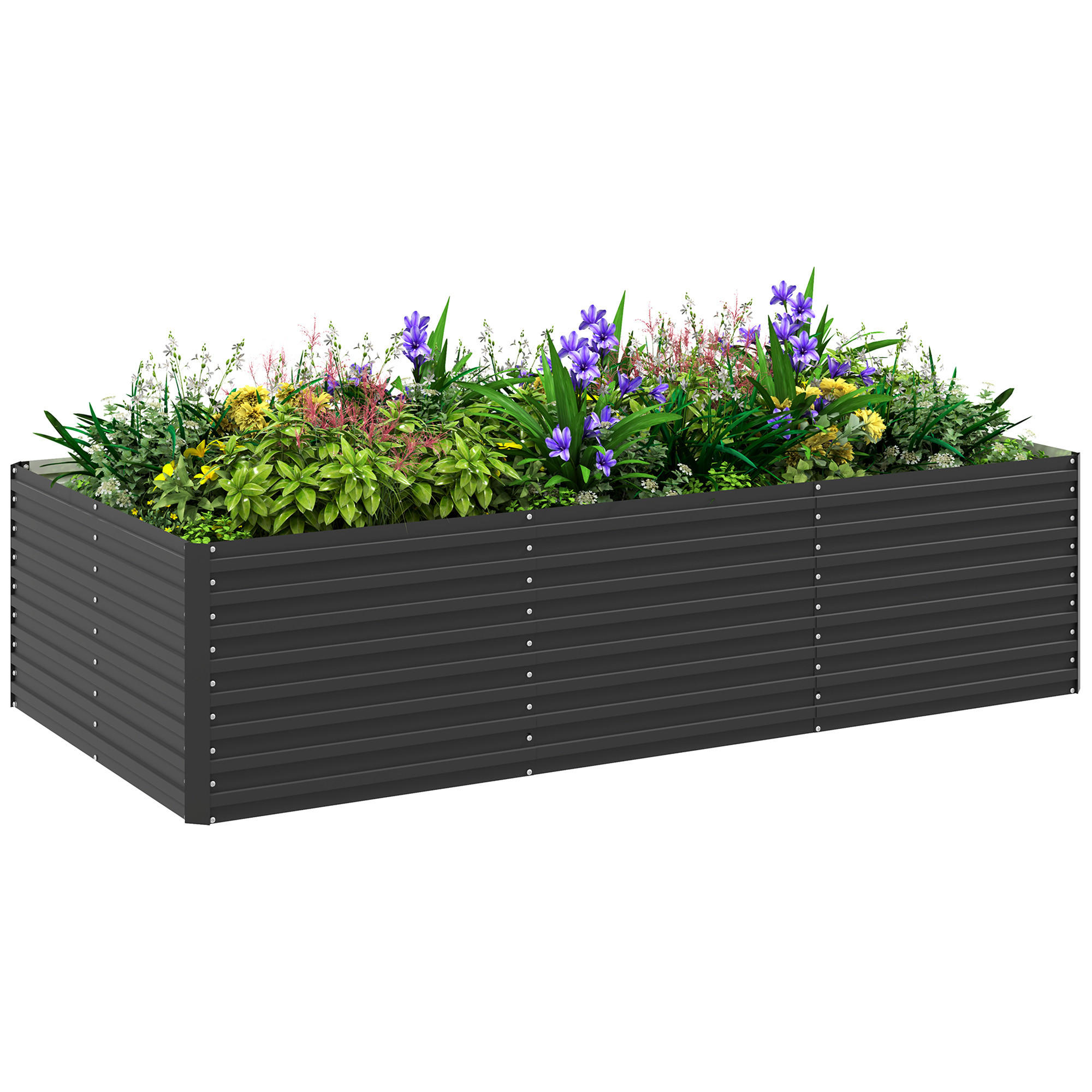 HOCHBEET DE-12170 240/120/60 cm, e/tra tief, offener Boden Grau - Dunkelgrau, Metall (240/60/120cm) - ComfortXL