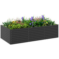 HOCHBEET DE-12170 240/120/60 cm, e/tra tief, offener Boden Grau - Dunkelgrau, Metall (240/60/120cm) - ComfortXL