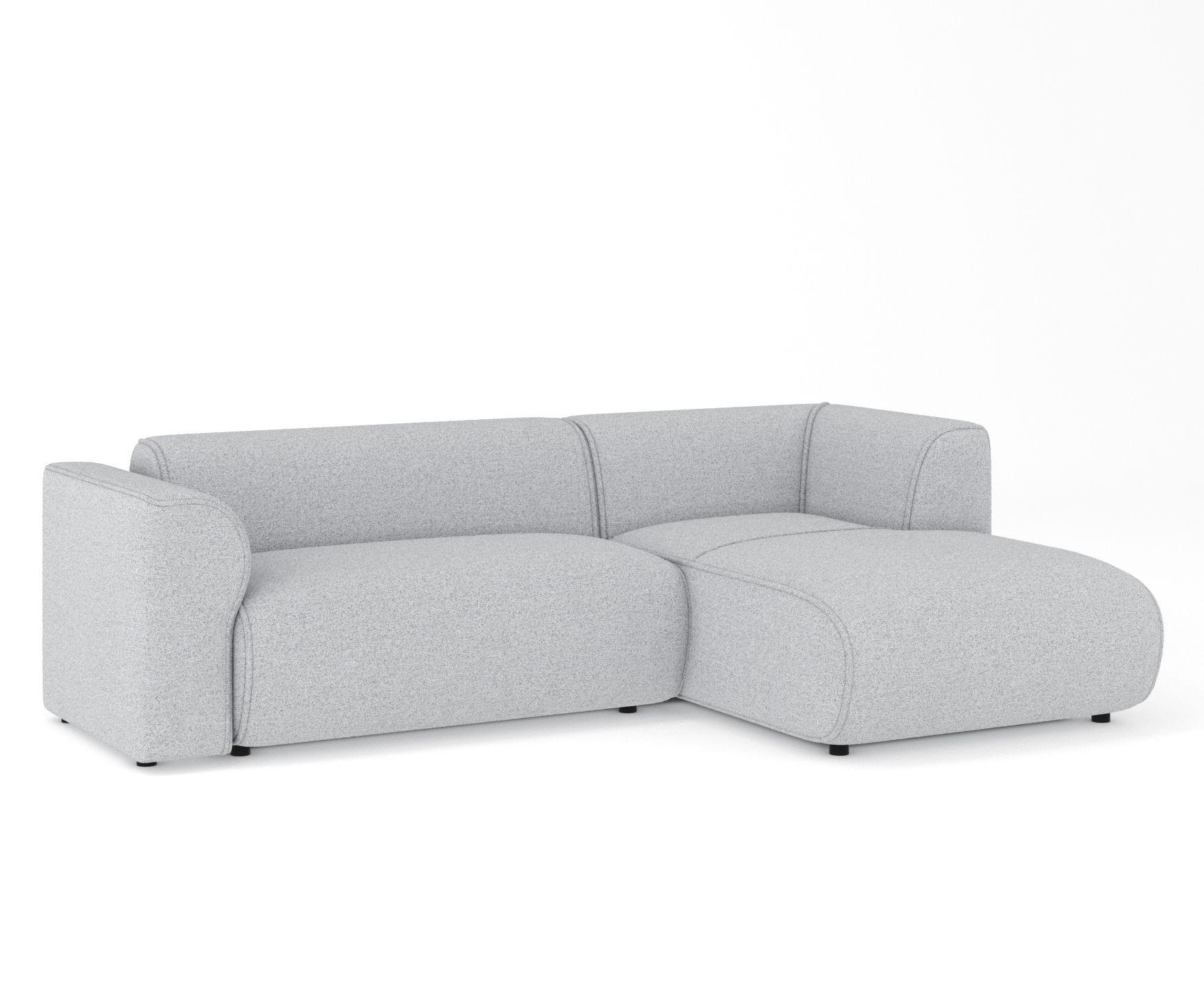 ECKSOFA Melani Hellgrau Webstoff - Rechts Seite - Hellgrau/Schwarz, Holz/Holzwerkstoff (162/256cm) - Maison de Reve