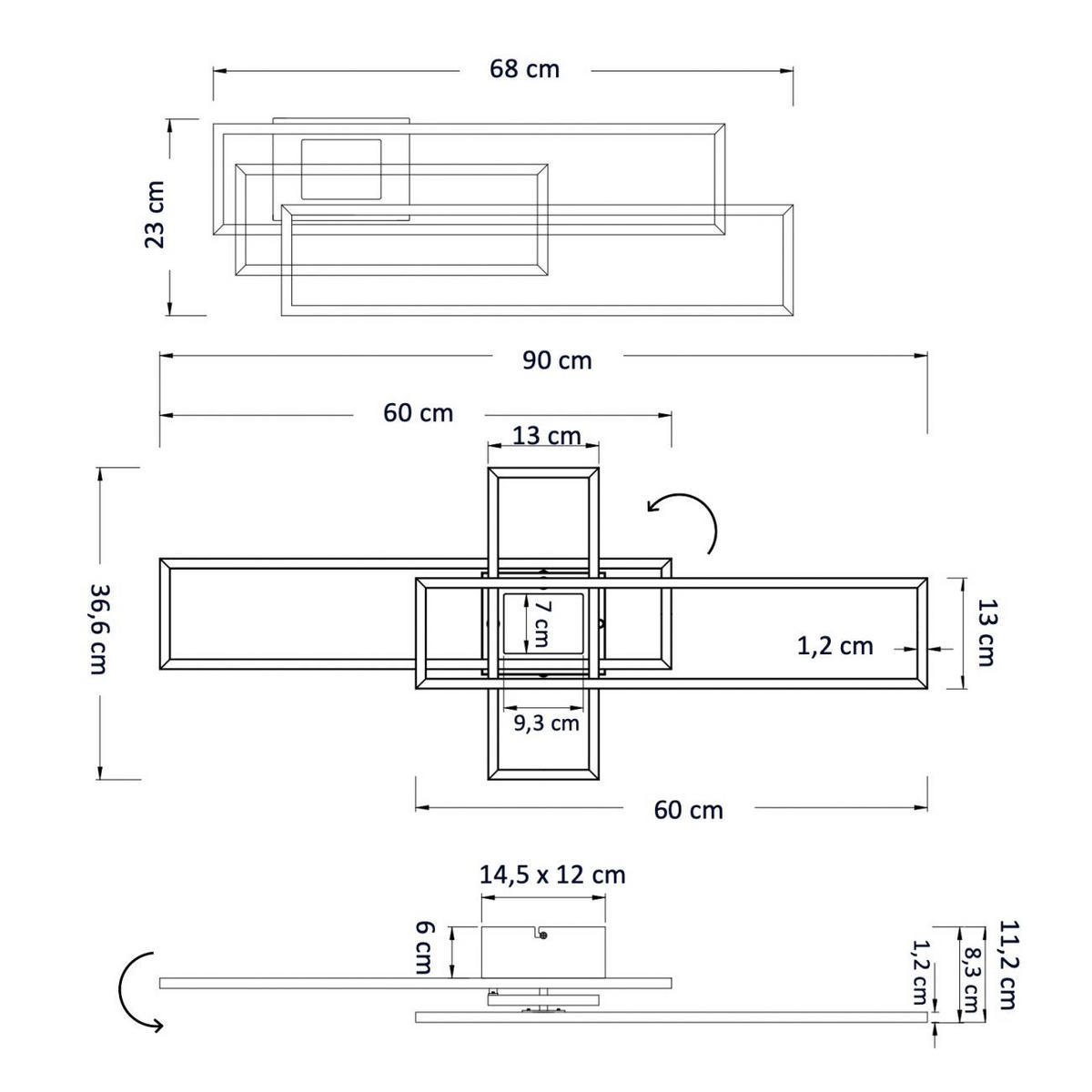 DECKENLEUCHTE eli, Schwarz, 90cm - Schwarz, Metall (90/36.6/10.1cm) - KOSILUM