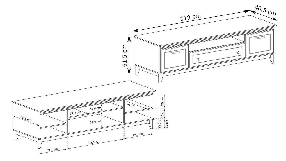 LOWBOARD CUNEO 179/61,5/40,5 cm, Kaschmir - Kaschmir, Holzwerkstoff (179/61.5/40.5cm) - MASSENO