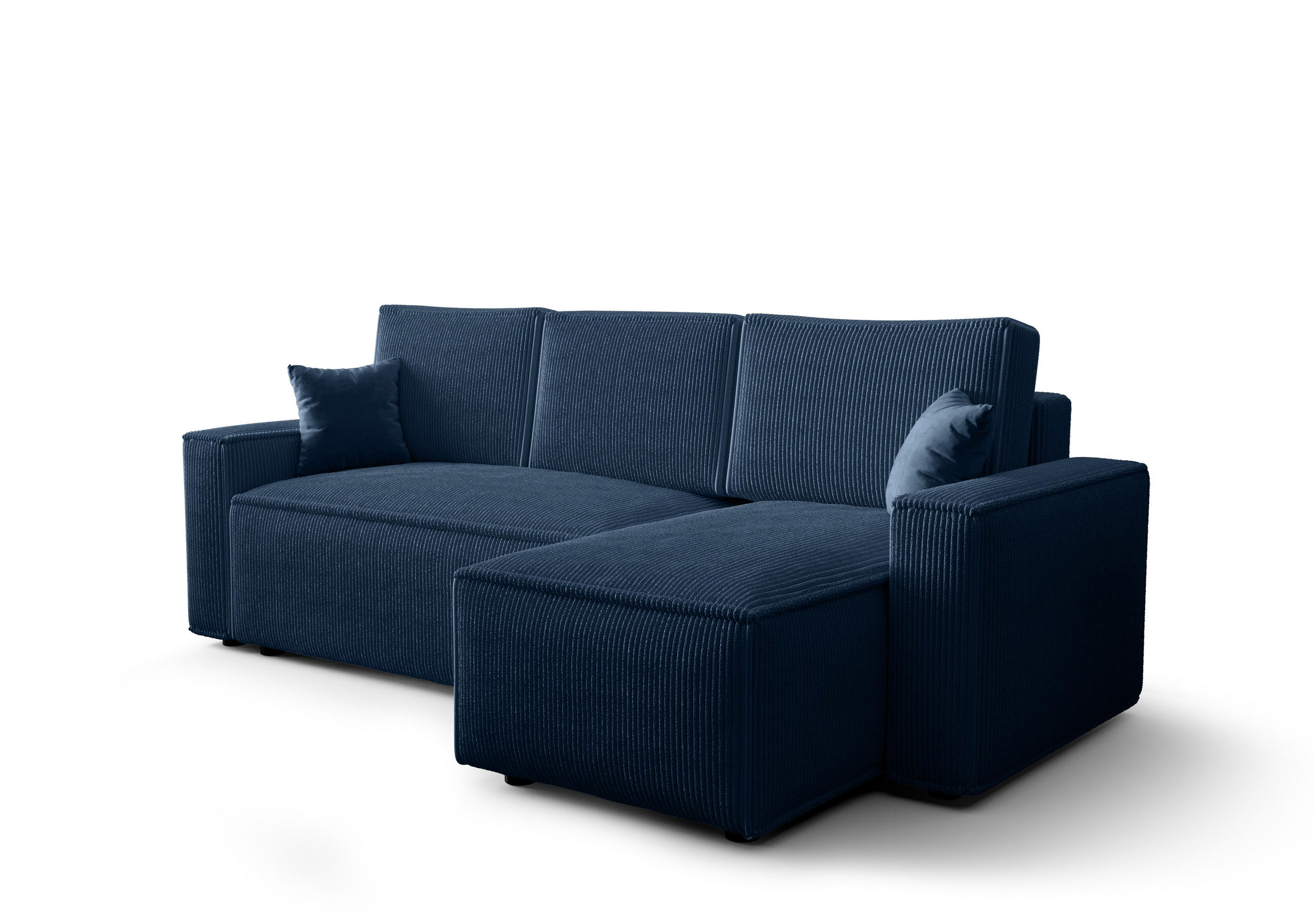 ECKSOFA L AMBRO Poso 05 Rechts mit Schlaffunktion - Blau, Textil (232/143cm) - Bedante