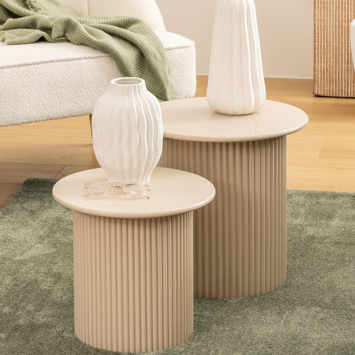 COUCHTISCHE kleiner und großer Eino rund Beige - Beige, Holzwerkstoff (40/40/38cm) - Atmosphera Createur d´interieur