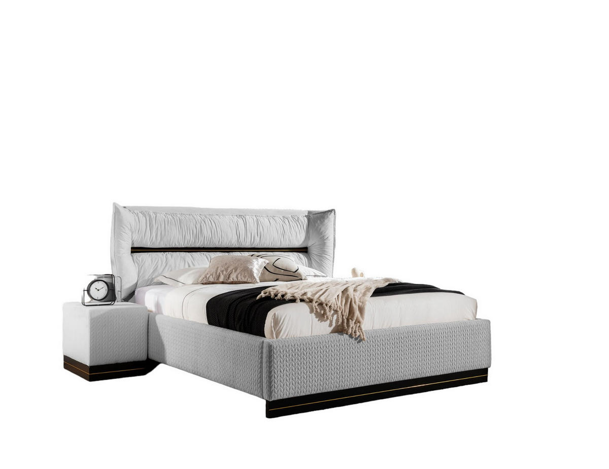 POLSTERBETT Hamilton Magic Velvet Set.4 - Hellgrau, Holzwerkstoff/Textil (120/200cm) - Fun Möbel