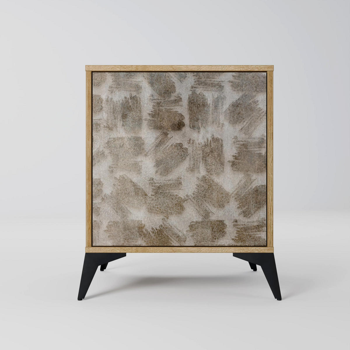 SIDEBOARD SLIGHTLY BLURRED, Eichefarben, 57,5x42x77,5 cm, Schräge Buchenholzfüße - Eichefarben/Buchefarben, Holzwerkstoff/Buchenholz (57.5/77.5/42cm) - SpaceRebels
