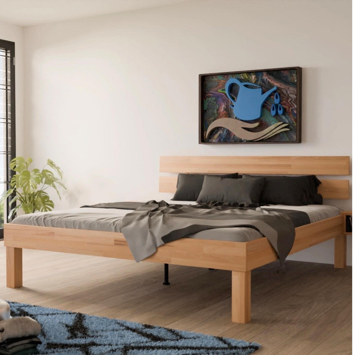 KOMFORTBETT 140/200 cm aus Kernbuche - Braun, Holz (140/200cm) - MeinMassivholz