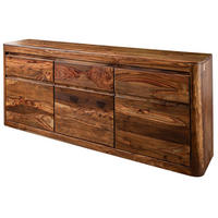 SIDEBOARD Sheesham 185x40x80 walnuss gewachst TORONTO #201 - Walnussfarben, Holz (185/80/40cm) - Massivmoebel24