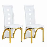 ESSZIMMERSTUHL 2er-Set mit Lochmuster Weiß/Gold PU-Leder Metall - Weiß, Metall (49/102.5/43cm) - Meubliv