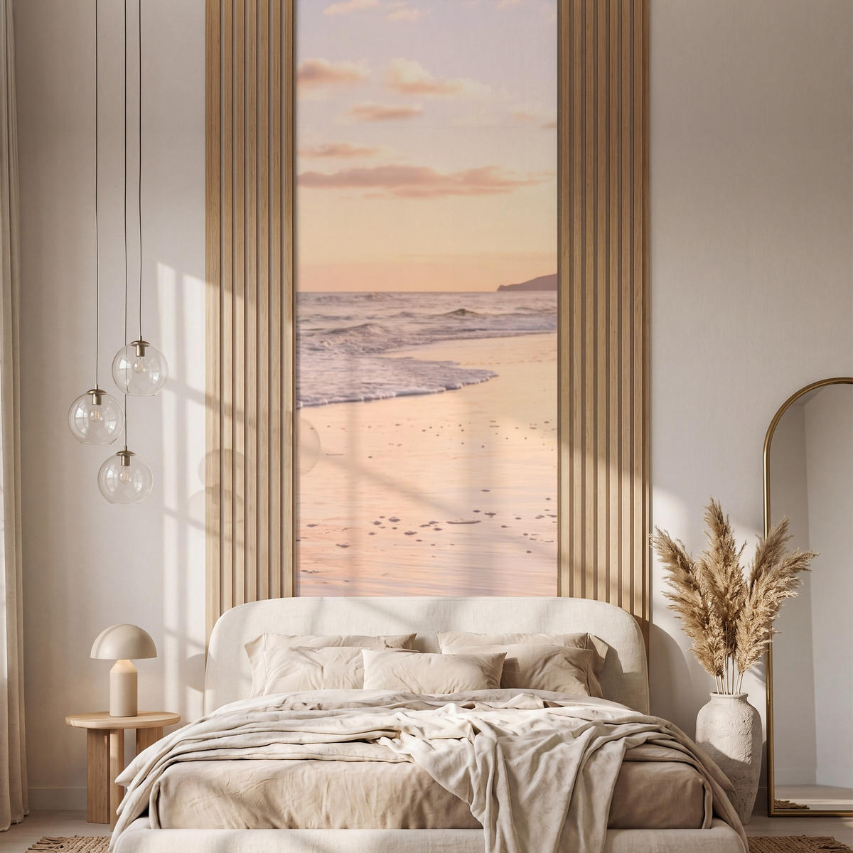 TAPETE - Strand - Brandung - Wolken - 100x280 cm - Hellrosa, Papier (100/280cm) - OnlyWow