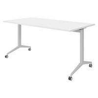SEMINARTISCH klappbar & fahrbar 80/160/75 cm in Weiß/Silberfarben - Silberfarben/Weiß, Holzwerkstoff (80/160/75cm) - bümö