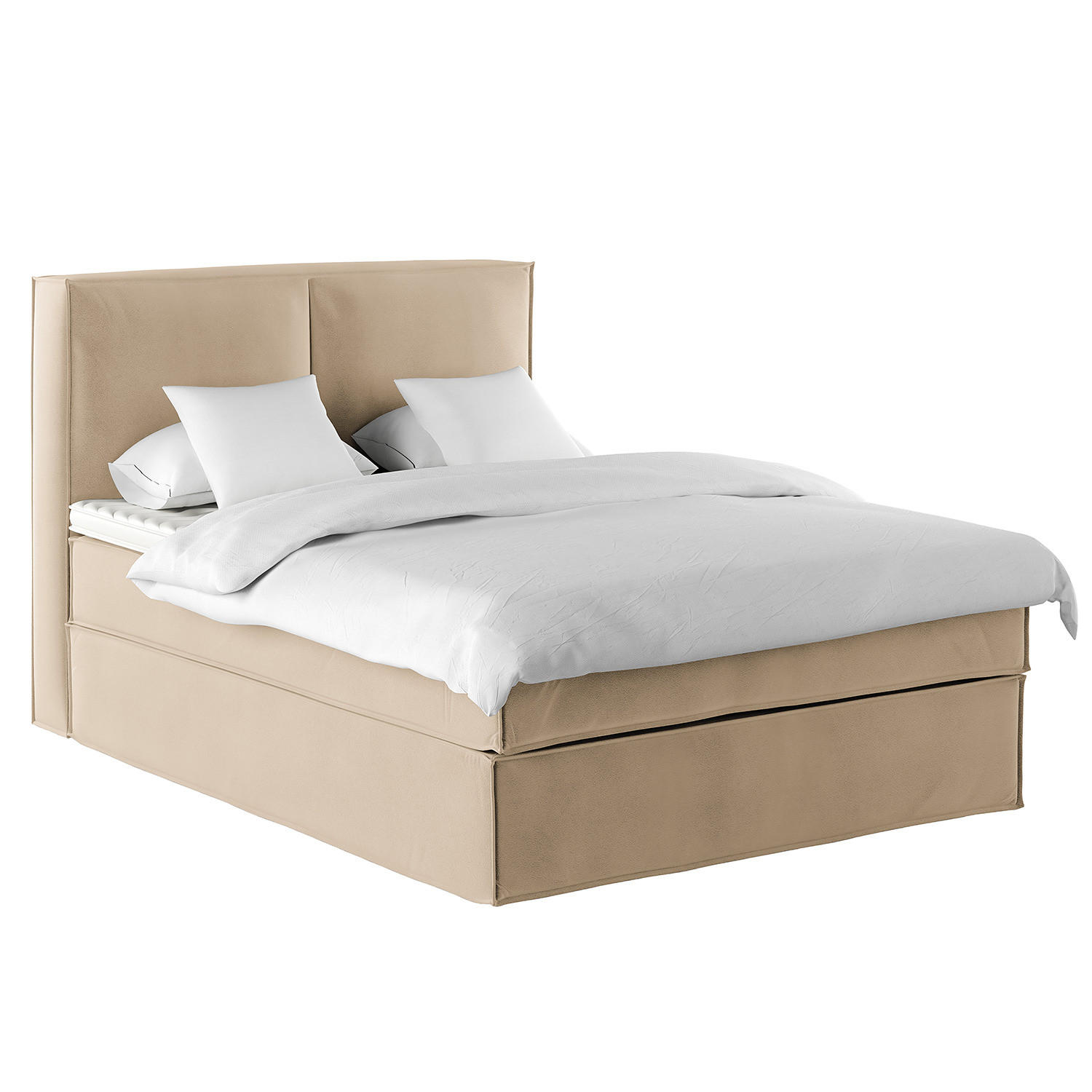BOXSPRINGBETT mit Kopfteil - Premium - Beige, Textil (140/200cm) - home24