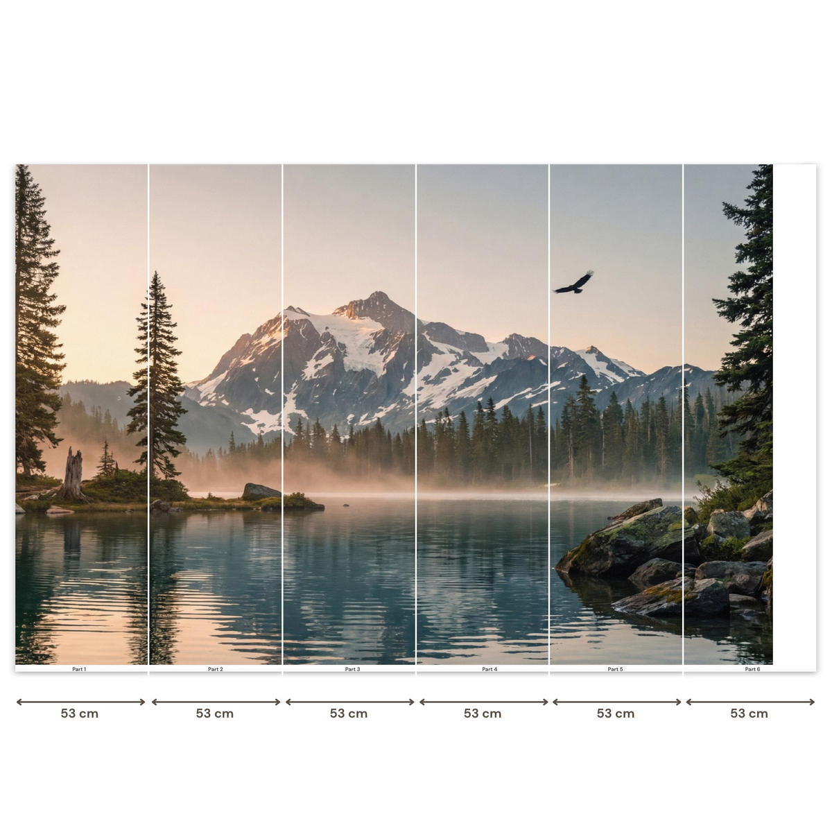 TAPETE - Berge - Wasser - Bäume - 300x200 cm - Multicolor, Papier (300/200cm) - OnlyWow