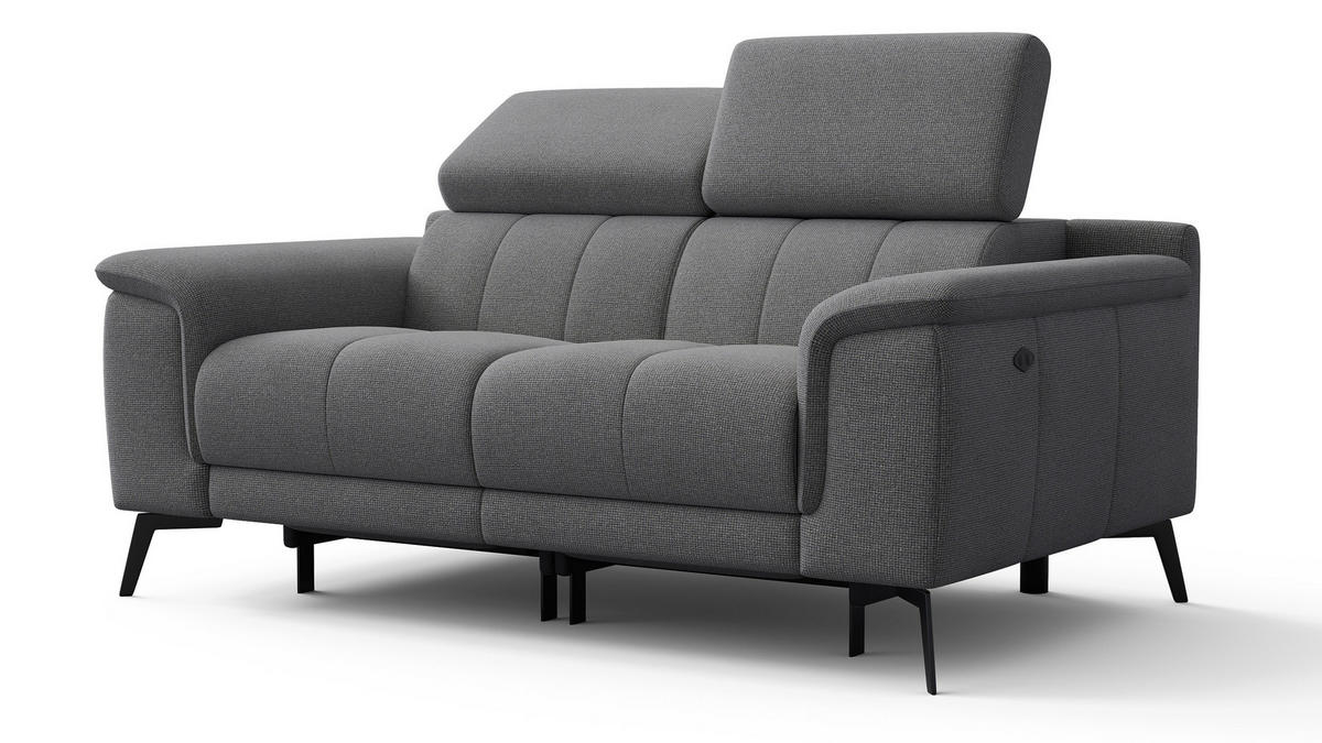 RELAXSOFA FIERO 2-Sitzer mit 2 Relaxfunktionen, grau - Schwarz/Grau, Holzwerkstoff/Textil (170/82/103cm) - Courtois Laville
