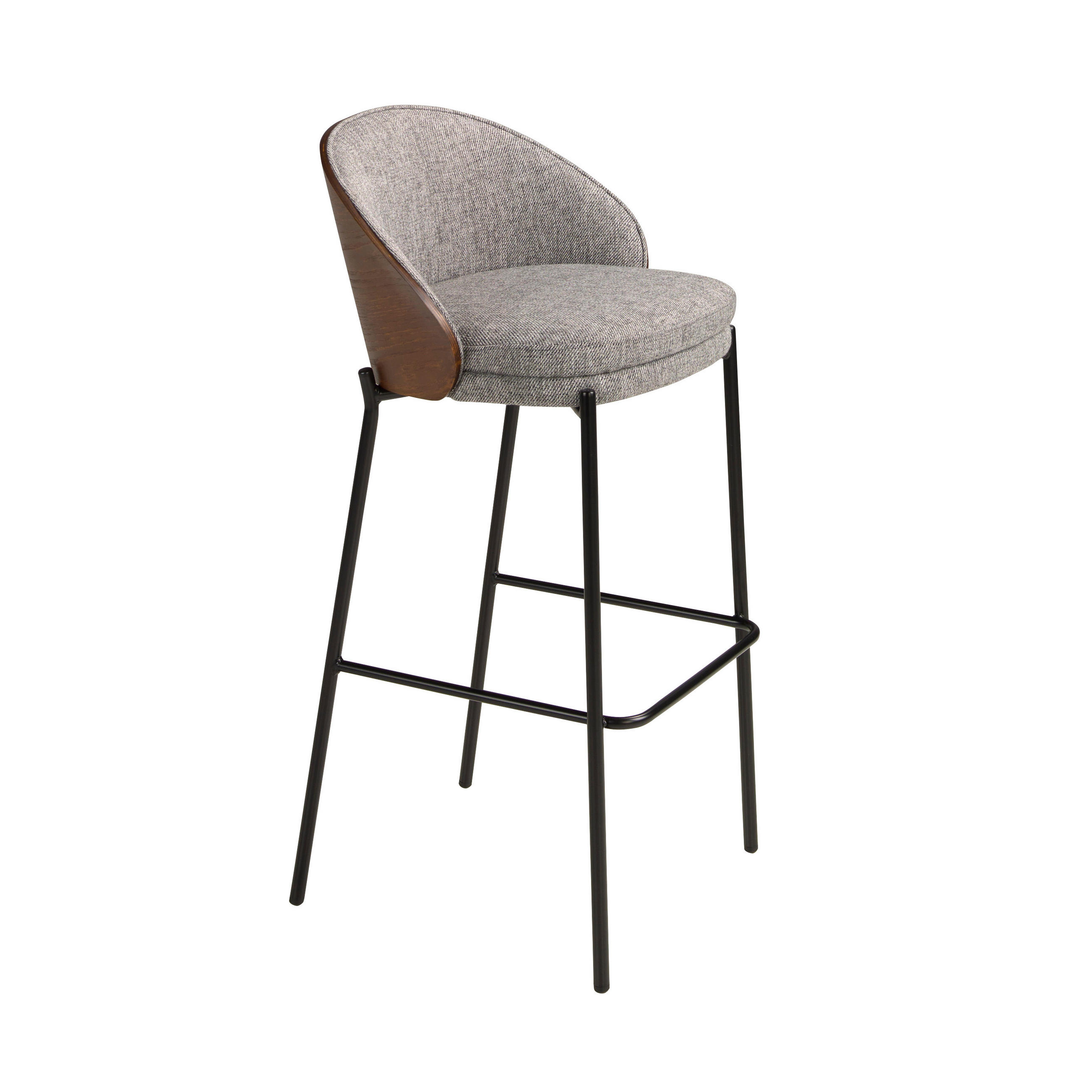 BARHOCKER, Grau, Walnuss, Schwarz 53/ 51/ 89 cm - Walnussfarben/Schwarz, Textil (53/98/51cm) - ANGEL CERDA