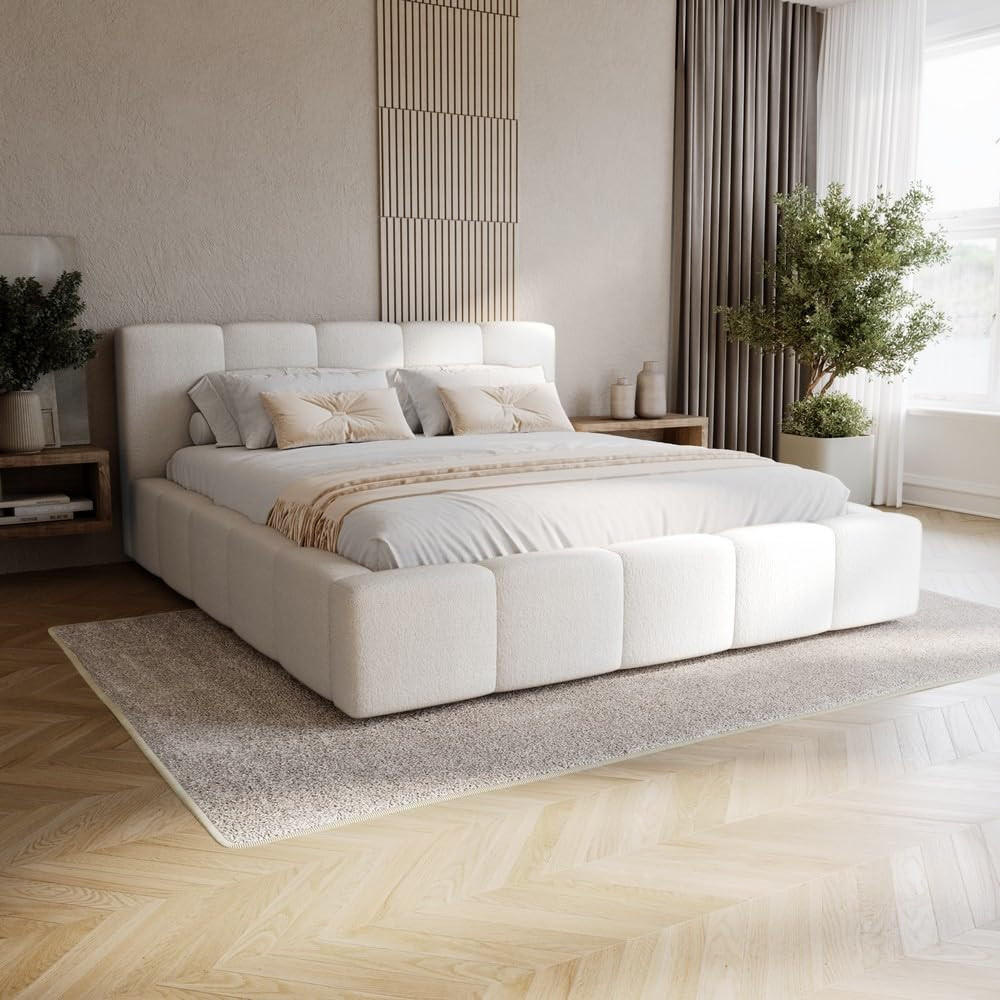 POLSTERBETT 180x200 mit Bettkasten, Lattenrost und Kopfteil, Eleganter Velo-Stoffbezug Weiß - Weiß, Holz (180/200cm) - Chilly