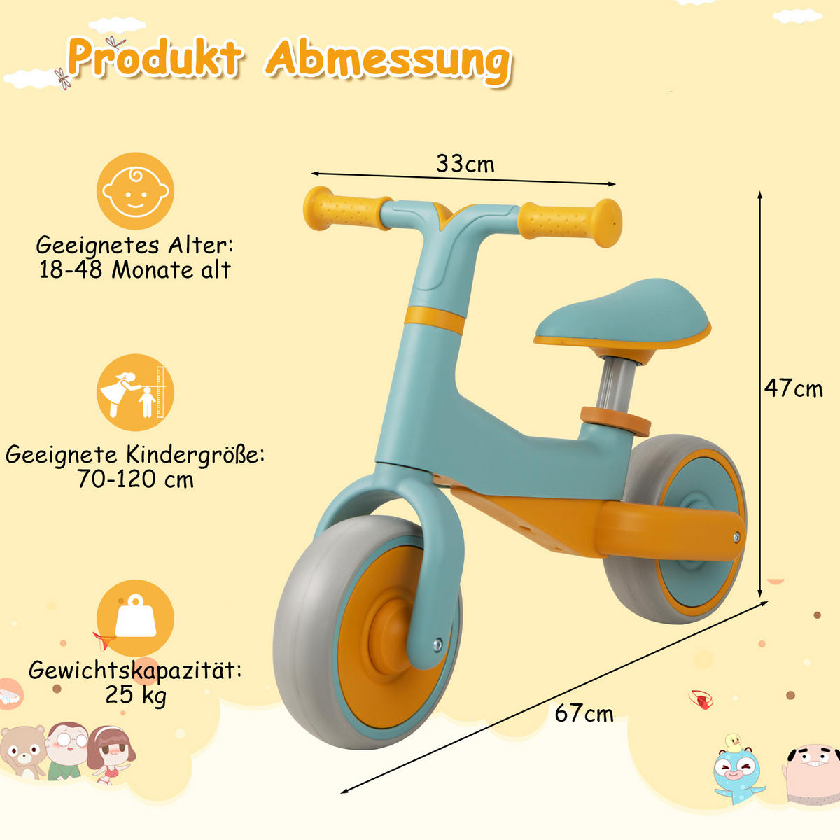 KINDERROLLER Kinder Laufrad Blau - Blau, Kunststoff (67/33/47cm) - COSTWAY