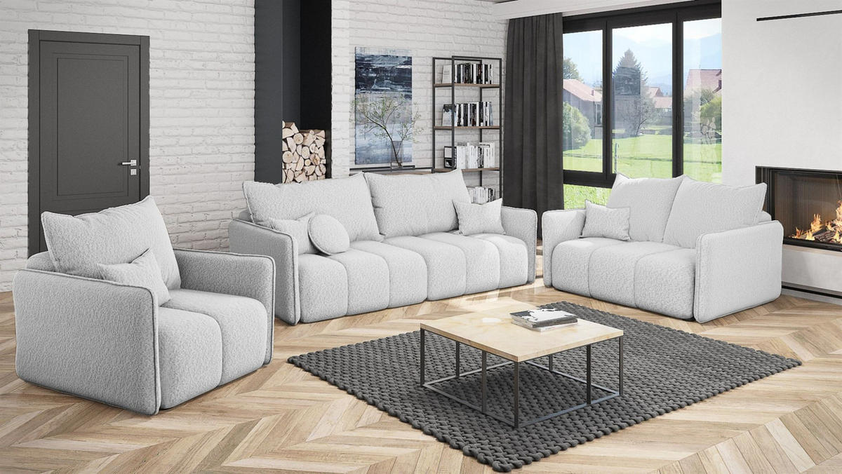 SESSEL Morgano - Hellgrau, Holzwerkstoff/Textil (85/86/102cm) - Fun Möbel