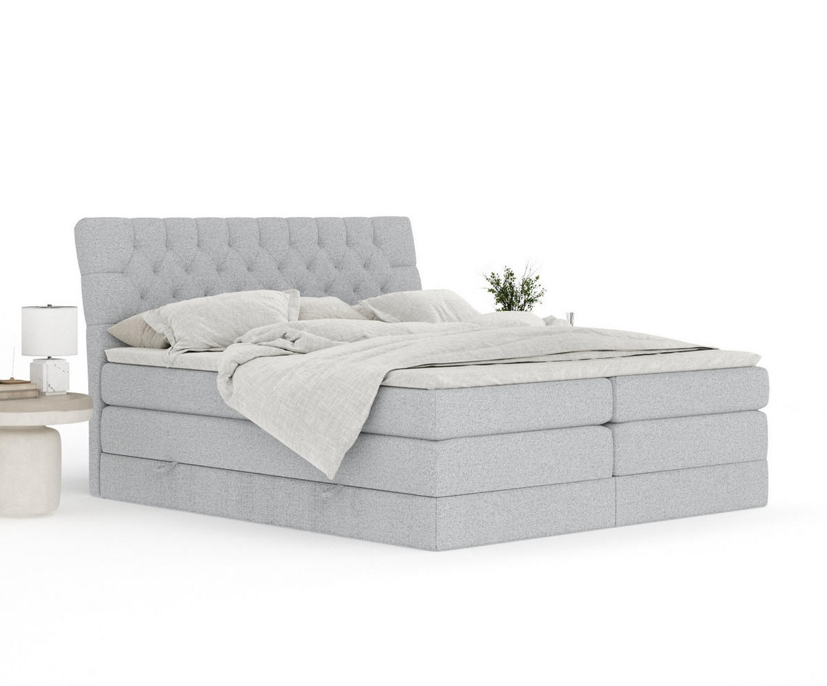 BOXSPRINGBETT Seraphine Hellgrau 140/200 cm - Hellgrau/Schwarz, Holz/Holzwerkstoff (140/200cm) - Maison de Reve