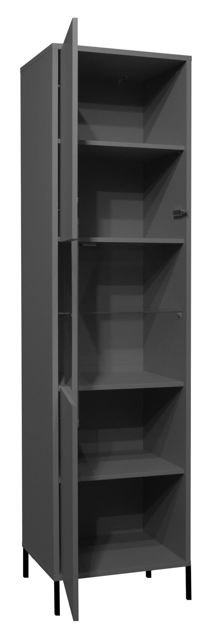 VITRINE Erna 51x45x197 Anthrazit matt Lack - Grau, Holzwerkstoff (51/197/45cm) - 58aufmkessel