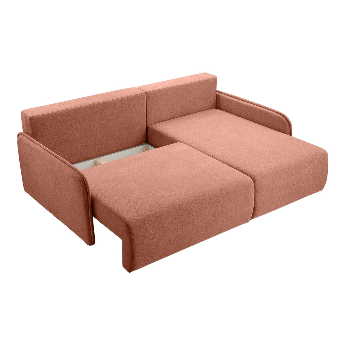ECKSOFA BLIKO mit Schlaffunktion, Lachs - Terracotta, Textil (198/150cm) - Fedve