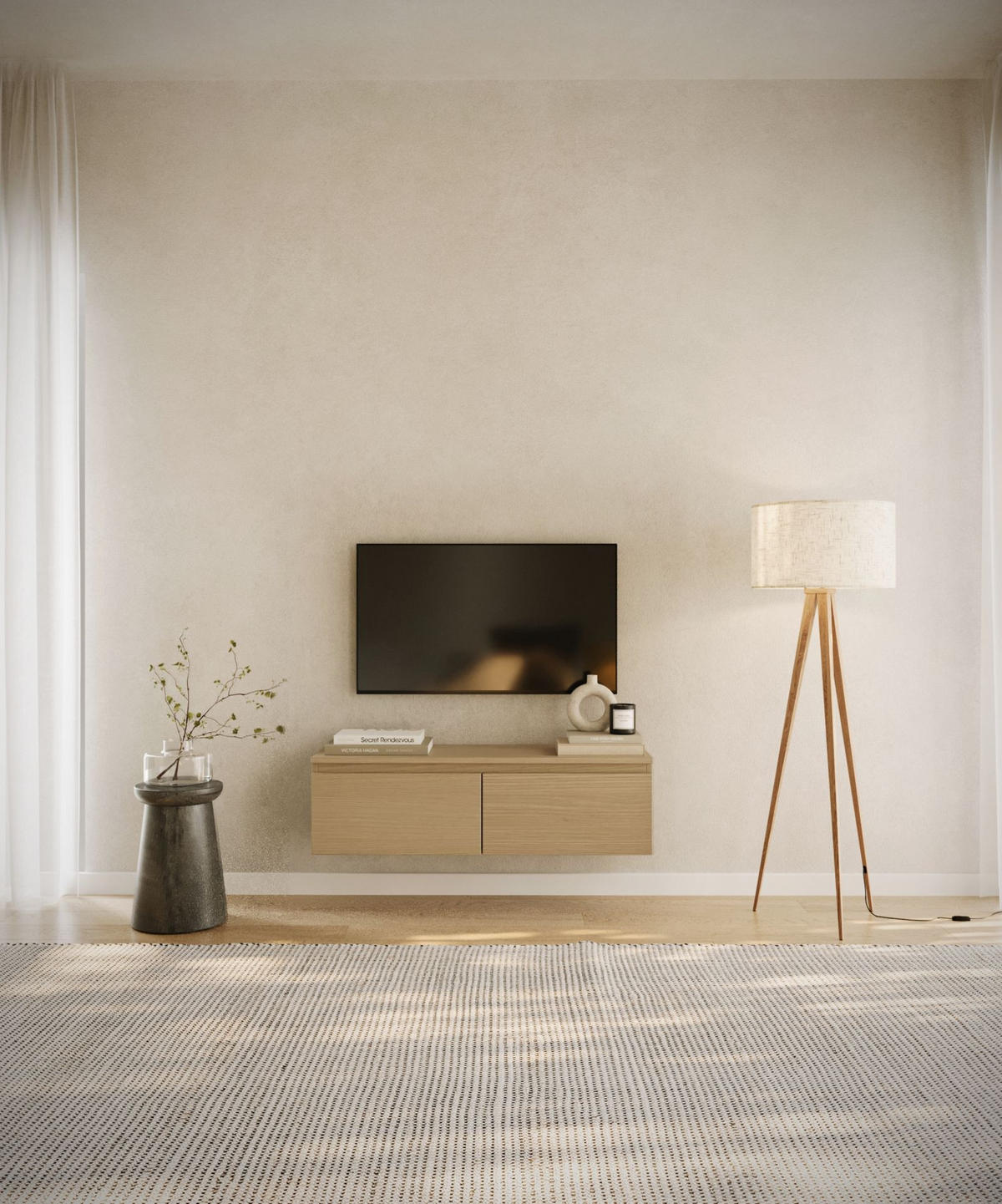 TV-LOWBOARD Bemmi Eiche Lindberg 100 cm - Eichefarben, Holzwerkstoff (100/28.4/31.8cm) - Selsey