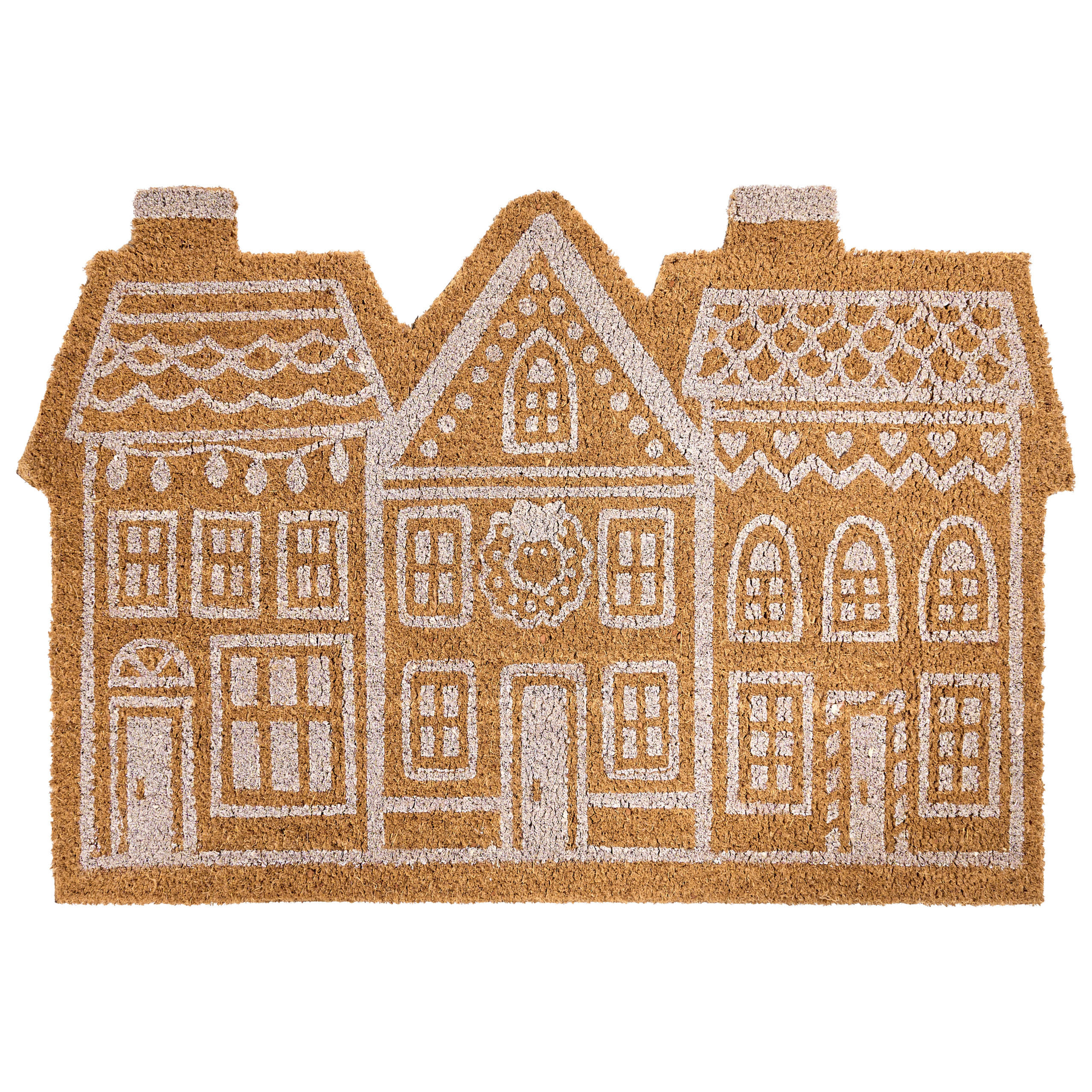 FUSSMATTE Naturfarben 60/90 cm Weihnachtsmotiv Kokosfasern Muhikap - Naturfarben, Textil (60/90cm) - Beliani