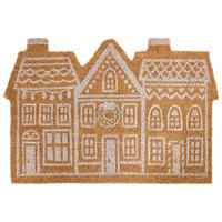 FUSSMATTE Naturfarben 60/90 cm Weihnachtsmotiv Kokosfasern Muhikap - Naturfarben, Textil (60/90cm) - Beliani
