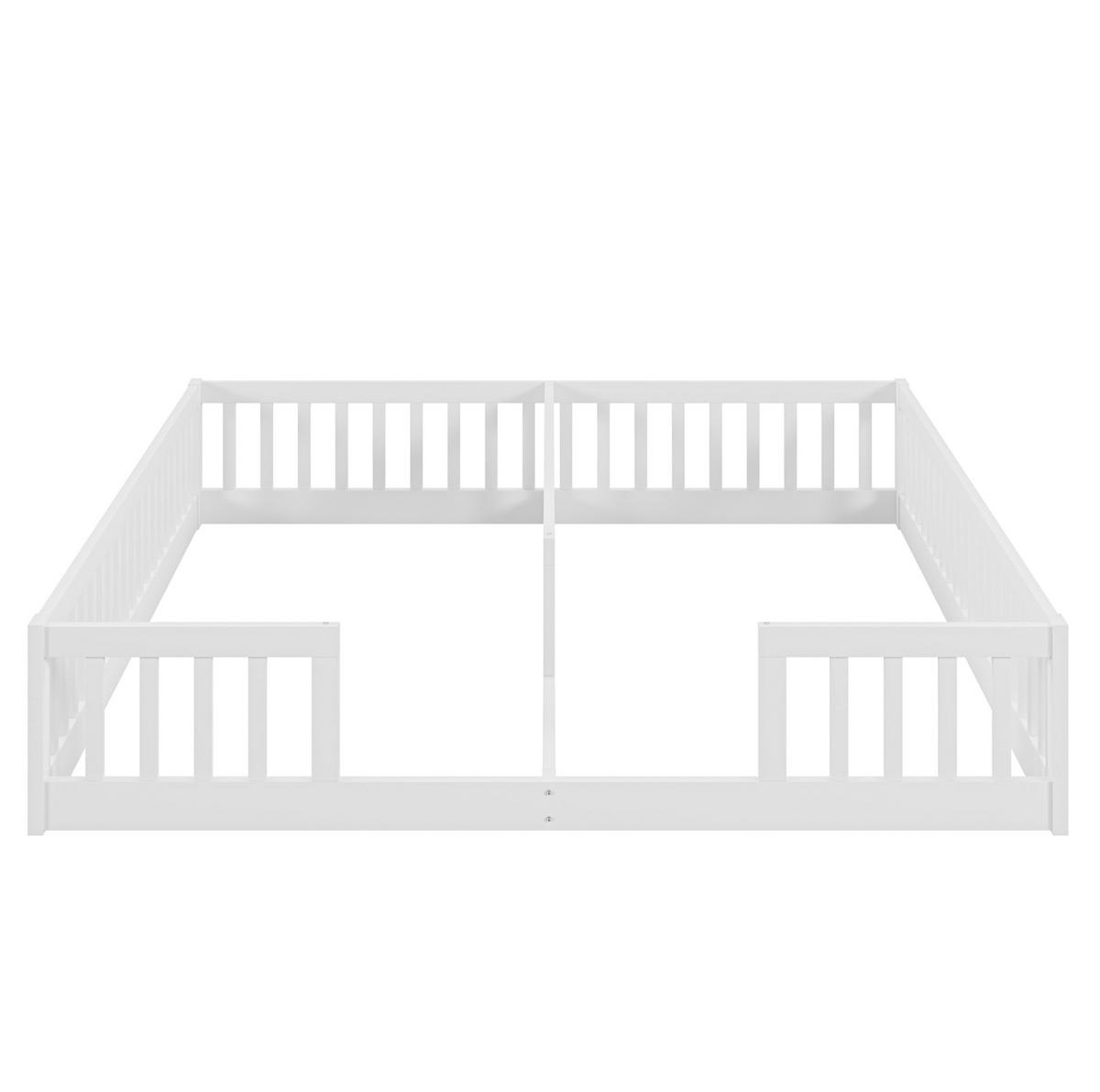 KINDERBETT Kindereinzelbetten 90/200 cm mit Sicherheitsgitter und 2 Liegeflächen aus Kiefer, Weiß - Weiß, Holzwerkstoff (90/200cm) - Redom
